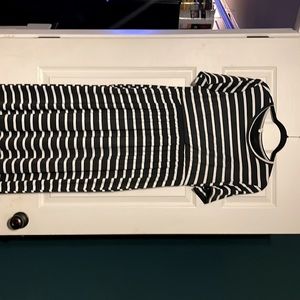 Black and white strips maxi dress